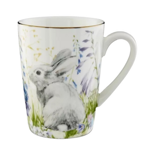 Williams Sonoma Floral Meadow Bunny Mug 16 OZ Porcelain Easter